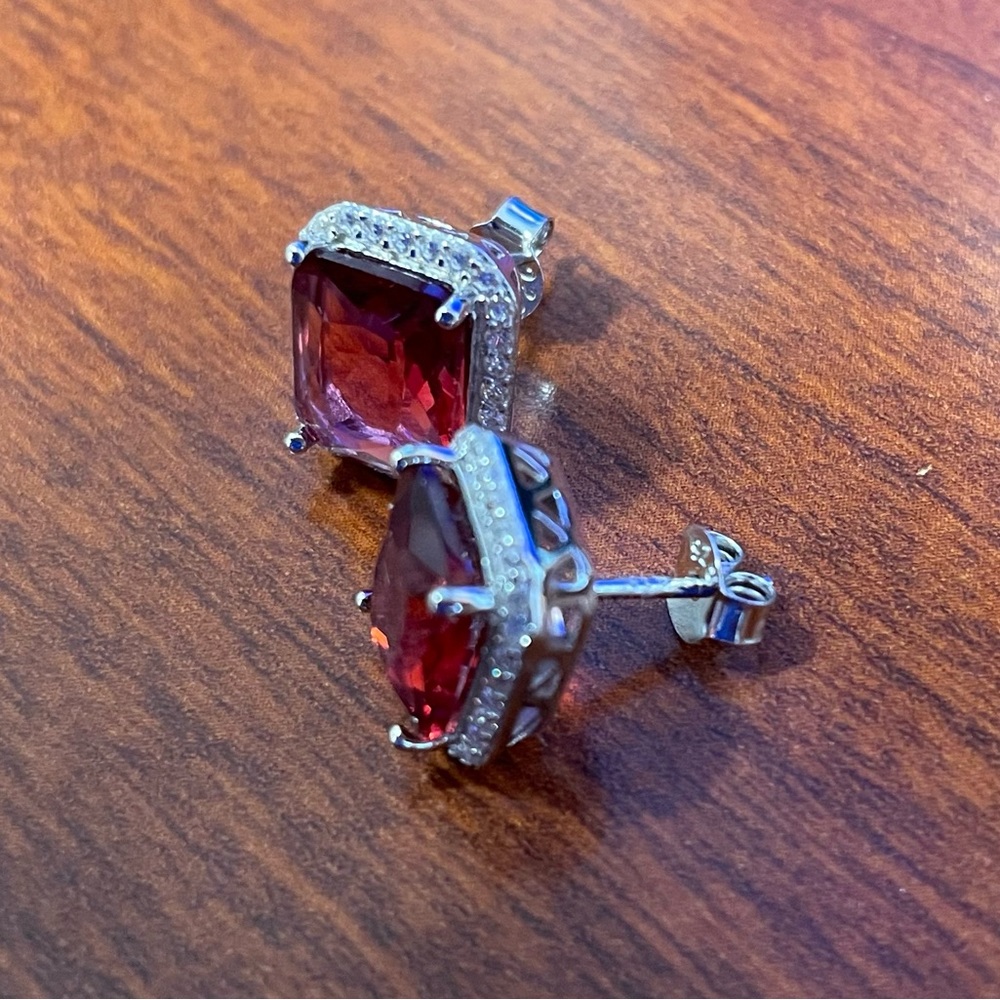 Emerald cut 6.55ct Ruby earrings